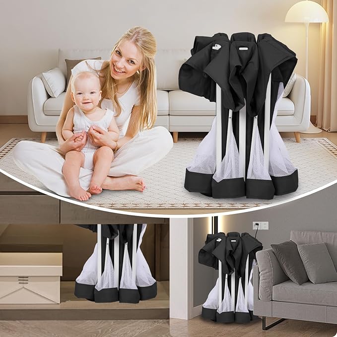 TOREVSIOR Foldable Baby Playpen with Mat, 50"×50" Collapsible Play Pen for Babies and Toddlers, Indoor & Outdoor Kids Safety Play Pen, Portable Play Yard, Foldable Baby Playpen with 50 Ocean Balls