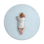 Byrd & Blume Round Baby Play Mat, Organic Cotton Soft Padded Nursery Floor Mat, Safe Hypoallergenic Baby Mat, Reversible, Foldable, Portable Infant Tummy Time Mat Fits Tents & Playpens (40"x40") Blue