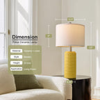 PoKat 23" Yellow Table Lamps Set of 2, Modern Living Room End Table Lamps Decor, Ceramic Lamps for Living Room, Contemporary Nightstand Lamps for Side Console Table Hallway Gift