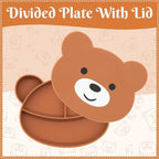 Silicone Baby Feeding Set 7 Pcs, Baby Led Weaning Supplies, Baby Feeding Supplies Set BPA Free, Baby Essentials for Newborn Gift Bear