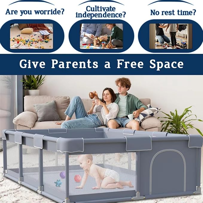 Baby Playpen 74x50 Inch, Playpen for Babies and Toddlers, Play Pen Pin Indoor Outdoor Baby Play Fence