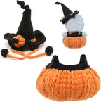 17cm Handmade Halloween Pumpkin Outfit - Knitted Halloween Clothes Set for 17 cm Doll Adorable Witch Style (Black)