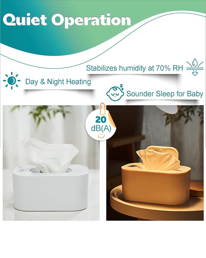 Baby Wipe Warmer, Portable USB Powered Baby Wet Wipes Dispenser Holder with Temperature Control, Paper Towel Heater for Home, Car, Travel (White)