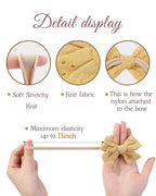 doboi 10PCS Baby Girls Headbands Hair Bows Nylon Cotton Linen Hairbands Handmade Hair Accessories for Newborn Infant Toddlers Little Girl and Kids 3.5Inches