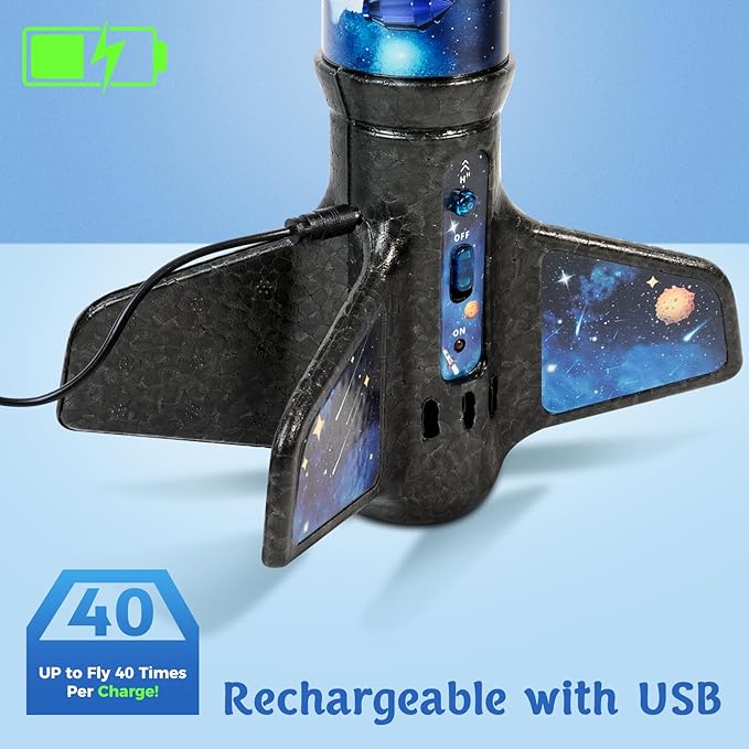 Rocket Launcher for Kids -200 Feet of Flight Altitude, Auto Electric Rocket Toys with Safe Parachute, Outdoor Summer Yard Toys Christmas Birthday Gifts for Boys & Girls Age 6 7 9 10 12 8-13 Years Old