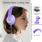 Kids Headphones, Wired Headphones for Kids Over Ear with Microphone, 85/94dB Volume Limiter Headphone for Girls Boys, Foldable Headphone for Learning & Entertainment, Gradient Deep Purple