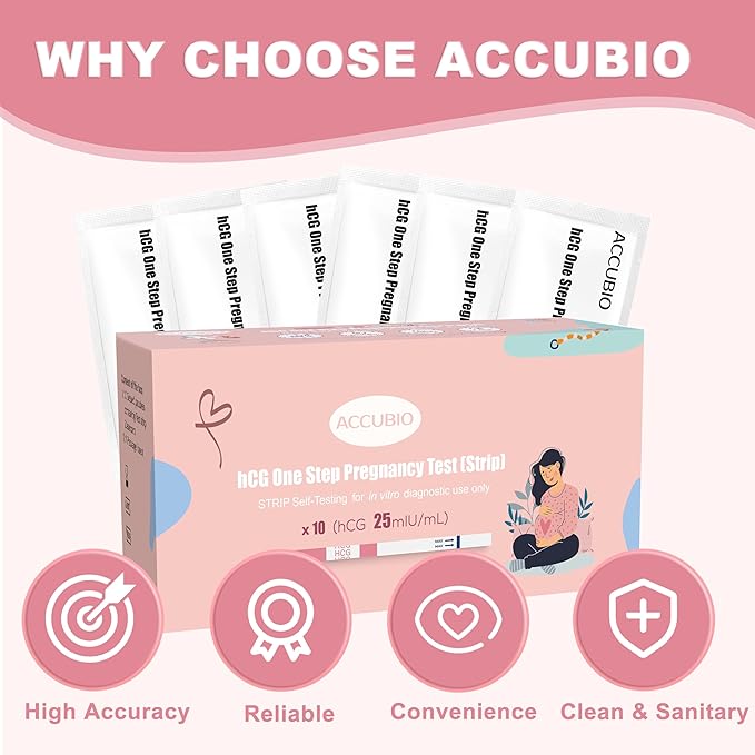 Pregnancy Test Strips with Urine Cups, hCG Detection Home Pregnancy Tests, Sensitive & Over 99% Accurate, 10 Count Individually Wrapped, Rapid hCG Test Strips, 5mm Wider 25mIU/mL