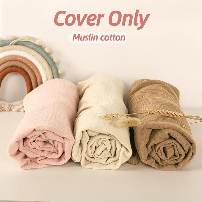 Hooyax Muslin Baby Lounger Cover 1 Pack, 100% Cotton Soft & Breathable Infant Lounger Covers Only for Newborn (Light Pink)