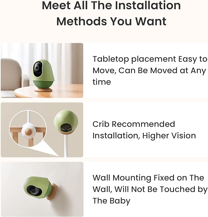 Smart WiFi Baby Monitor, Baby Camera Monitor with Cry/Sleep/Face-Covered/Danger Zone Detection, 24/7 Recording & Reports, Data Encryption – 3K HD, 5MP, 6X Zoom, Multi-Users, 2-Way Talk