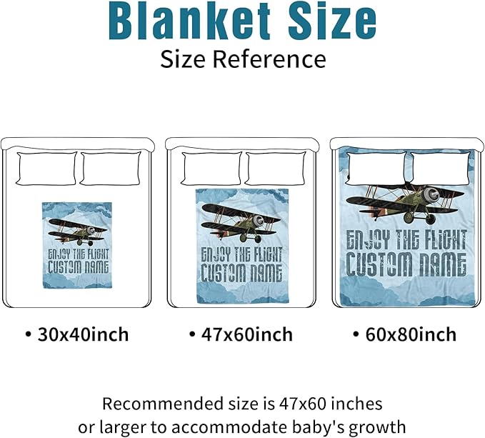 Personalized Baby Crib Bedding Set, Custom Name Blue Glider Theme Nursery Bedding Set 3 Pcs, Baby Blanket Fitted Crib Sheet Changing Pad Cover, Personalized Nursery Decor Gift for Newborns Boys