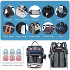 Jeryswet Baby Diaper Bags with Changing Station, Waterproof Large Capacity Diaper Bag Backpack for Moms Dads with USB Charging Port and Stroller Straps, Baby Shower Gifts, Blue