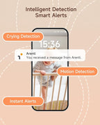 ARENTI Baby Monitor with 2 Cameras, 2K Smart Baby Camera with 5'' Upgraded Wireless Display, Super Night Vision, Breathing Light, Lullabies, Cry&Motion Detection, Temp&Humidity Sensor, 2 Way Audio