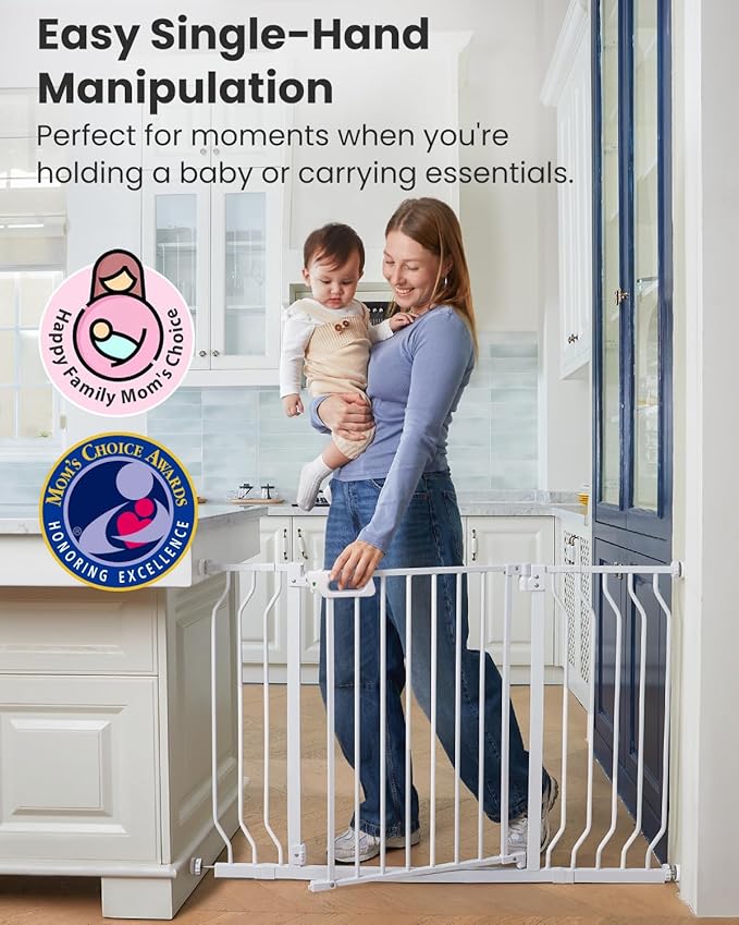 Mom's Choice GROWNSY Baby Gate, 30.5"-53" Auto-Close Dog Gate for Stairs & Doorways, Pressure-Mounted Easy Install Baby Gate - No Drill, Walk Through, Safe & Durable