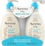 Aveeno Baby Daily Care Gift Set with Oat Extract & Prebiotic Oat, Contains Daily Moisturizing Body Lotion & Gentle 2-in-1 Baby Bath Wash & Shampoo, Hypoallergenic & Paraben-Free, Two Pack
