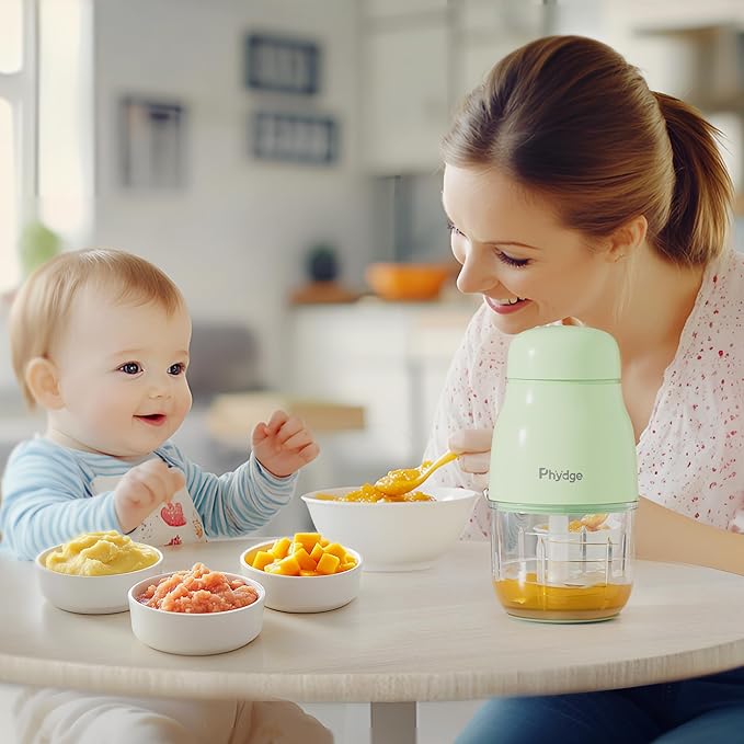Baby Food Maker-Upgrade, Phydge Baby Food Blender with Baby Food Containers, Silicone Spoons, Easy to Clean, 10oz Baby Food Processor for Fruit, Vegetable, Meat
