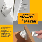 UPGRADED LICYFERN Magnetic Cabinet Locks (8 Locks & 2 Keys) - Invisible Baby Proofing Child Safety Lock & Keys – Easy to Install, Home & Kitchen Cabinet Magnetic Drawer Locks