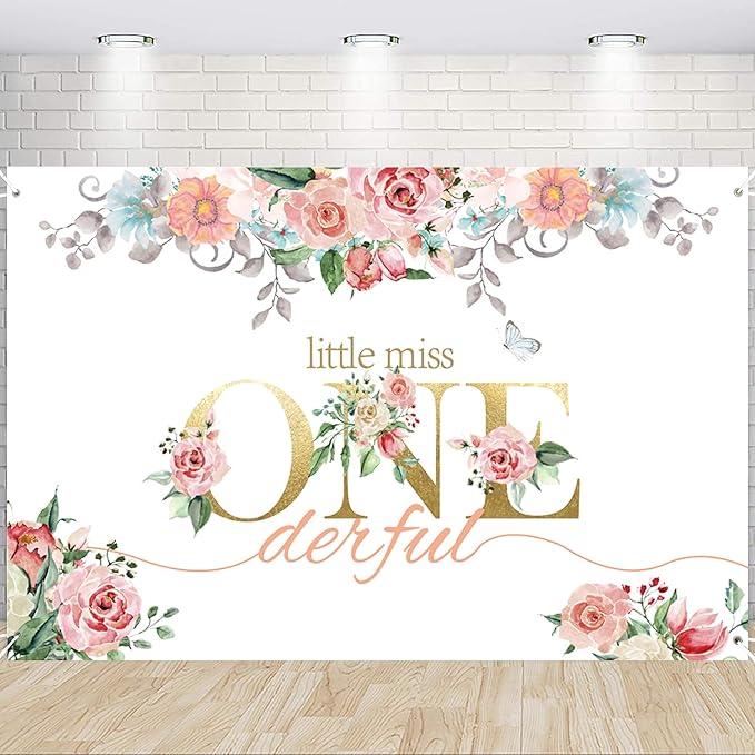 First Birthday Decorations Girl - 1st Birthday Baby Girl Decorations Include Balloons Box, Backdrop, Crown, Banner, High Chair Banner, Topper, Baby First One Year Old Girl Party Supplies