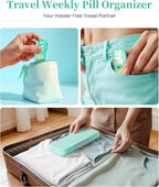 Zoksi Am Pm Pill Organizer 7 Day, Weekly Pill Box 2 Times a Day, Medicine Pill Organizer with Separate Compartment, Travel Pill Case Dispenser Portable for Vitamins, Fish Oils, Medicines(Green)