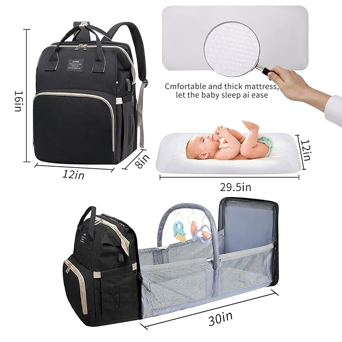 Baby Diaper Bag with Changing Station,Diaper Bag Backpack,Diaper Bag,Large Capacity,900d Excellent Oxford(Ungrade Black)