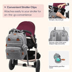 BabbleRoo Diaper Bag Backpack - Baby Essentials Travel Tote - Multi Function Waterproof Diaper Bag, Travel Essentials Baby Bag with Changing Pad, Stroller Straps & Pacifier Case - Unisex, Light Gray