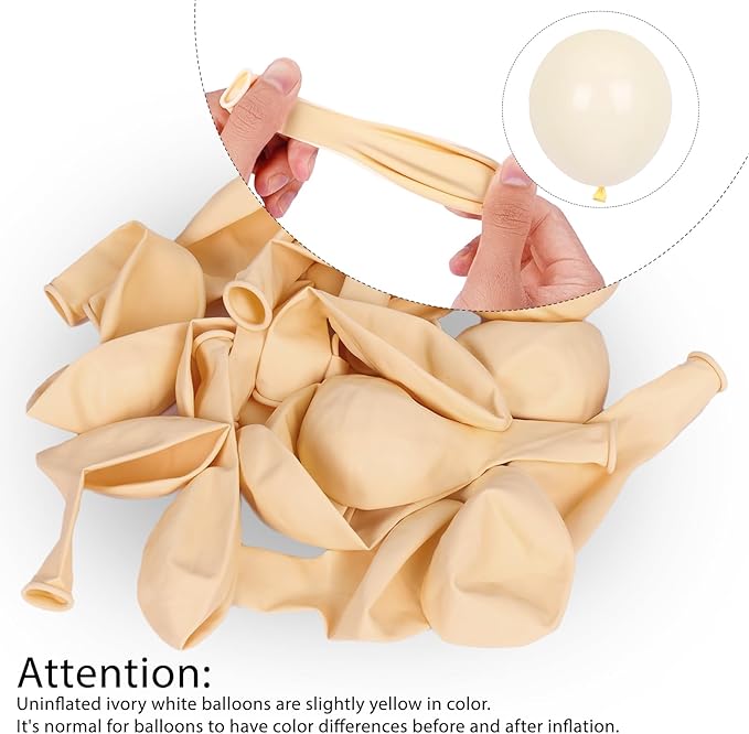 RUBFAC 129pcs Ivory white Balloons Different Sizes 18 12 10 5 Inch Latex Balloon Garland Arch for Party Decoration Birthday Gender Reveal Wedding Anniversary Baby Shower Party Supplies