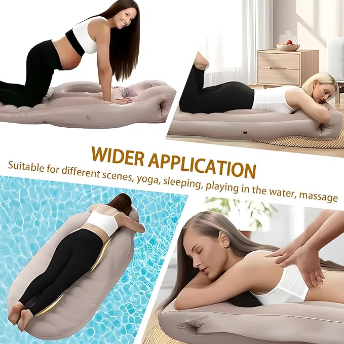 Inflatable Pregnancy Sleep Pillow: for Stomach Sleeping Full Body Mattress with Belly Hole Maternity Airbed for Pregnant Women Pregnancy Rest,Back & Hip Pressure Relief