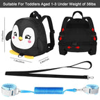 Accmor Toddler Harness Backpack Leash, Cute Penguin Kid Backpacks with Anti Lost Wrist Link, Mini Child Backpack Harness Leashes Walking Wristband Rope Travel Bag Harness Rein for Baby Girls (Black)