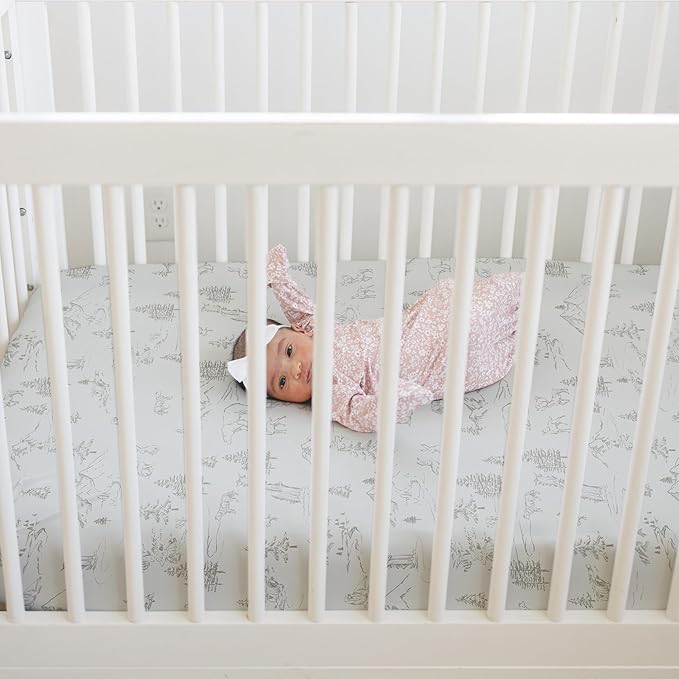 Crib Sheets Neutral - Fitted Baby Crib Sheets Bed for Girl Boy - 2 Pack Standard & Toddler Mattress - Buttery Soft Organic Cotton Blend (Arctic Journey)