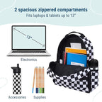 Wildkin ECO rPET 15-inch Kids Backpack – Sustainable, Padded, Adjustable – Black & White Checkered