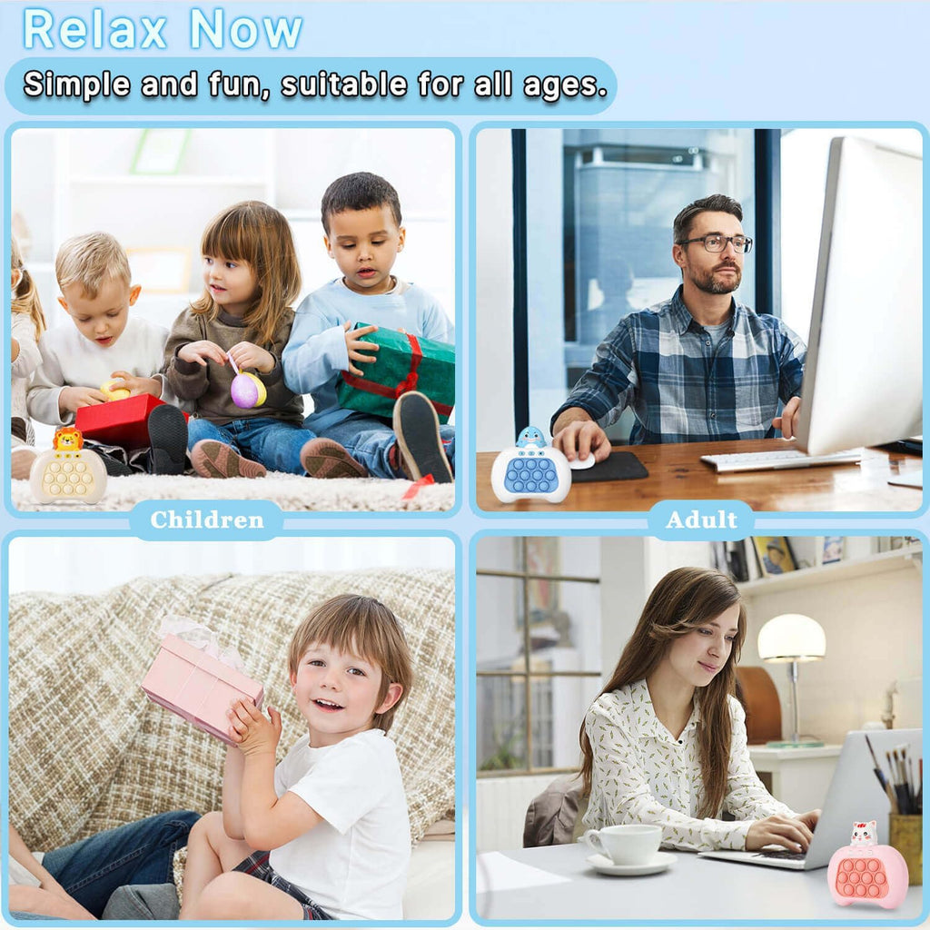 Fast Push Pop Game It Fidget Toys Pro for Kids Adults, Handheld Game Machine, Squeeze Poppet Sensory Electric Quick Push Bubble Toy, Birthday Gifts for Boys Girls Teens （Shark）