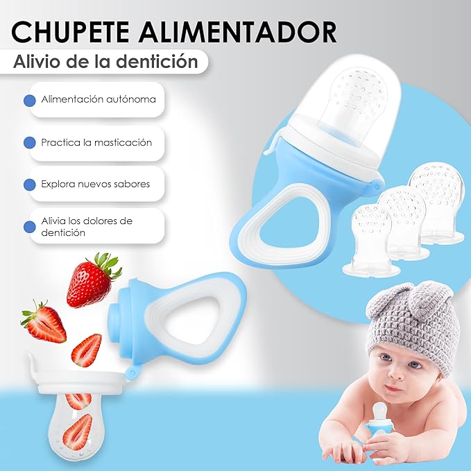 Bluet B- Silicone Baby Feeding Set with Pacifier - Baby Led Weaning Supplies - Baby Spoons, Suction Bowl - Plate - Baby Utensils Set - Silicone Feeding Set for Baby First Foods -11pcs - Light Blue