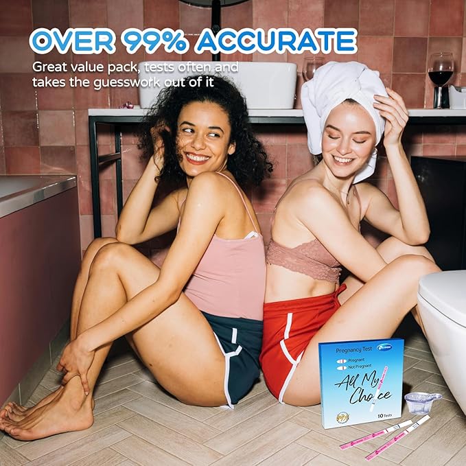 10 Count Pregnancy Tests with Cups, Bulk Pregnancy Test Strips for Detection at Home, Over 99% Accuracy, Individually Wrapped Fertility Tests, Extra-Wide 5mm HCG Tests, Pruebas De Embarazo