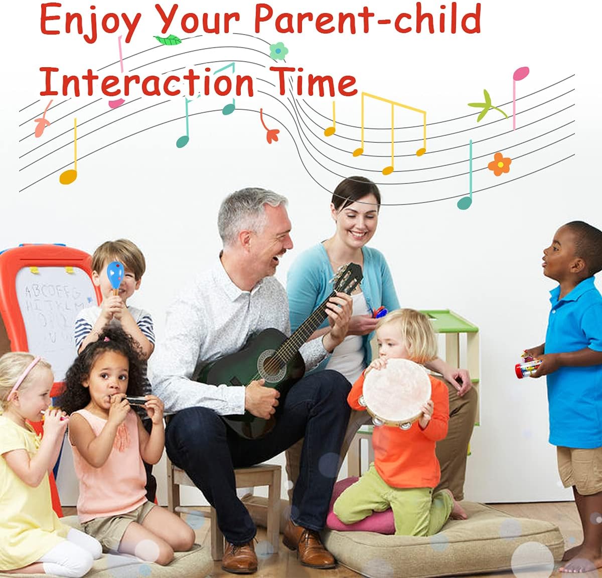 LOOIKOOS Toddler Musical Instruments,Wooden Percussion Instruments Toy for Kids Baby Preschool Educational Musical Toys Set for Boys and Girls with Storage Bag