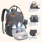 BabbleRoo Diaper Bag Backpack - Baby Essentials Travel Tote - Multi Function Waterproof Diaper Bag, Travel Essentials Baby Bag with Changing Pad, Stroller Straps & Pacifier Case - Unisex, Dark Gray