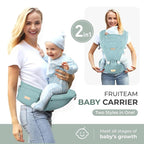 FRUITEAM 6-in-1 Baby Carrier with Waist Stool/Hip Seat, One Size Fits All -Adapt to Newborn, Baby Hip Carrier for Breastfeeding, Infant & Toddler, (Green)