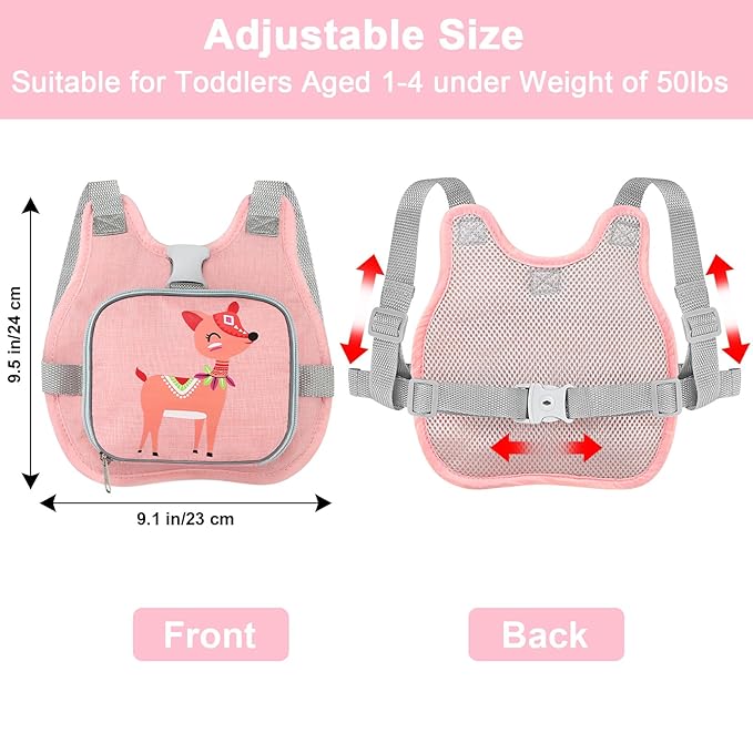 Accmor Toddler Harness Leash + Anti Lost Wrist Link, Cute Deer Kids Harness with Leash, Collapsible Child Leash Baby Walking Harness Protector Wristband Strap for Baby Girls Outdoor