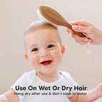 Wooden Baby Hair Brush - Cradle Cap Baby Brush with Soft Goat Bristles, Perfect Gentle Scalp Newborn Comb for Infant, Girls, Boys, Bath Essentials(Dark Walnut, Oval)