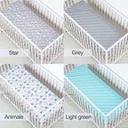 Bimocosy Baby Crib Sheets for Boys, Fitted Crib Sheet 4 Pack for Standard Crib and Toddler Mattresses, Super Soft Breathable Microfiber Baby Sheet 28x52x8in, Stars/Woodland Animals/Grey/Green