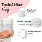 Personalized Coffee Mug Engraved with your Custom Text - Customized 11oz Frosted Glass Mugs, Hot Chocolate Mug, Tea Cup, Birthday Gifts, Retirement Gift (Engraved Custom Logo, Frosted)