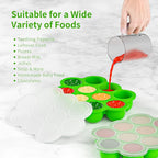 10 Cavities 2 OZ Portions Silicone Baby Food Freezer Tray with Lid,Ice Cube Trays & Molds,Baby Popsicle Mold,Egg Bite Molds,for Freezing and Baking Breast Milk,ice Cube,Egg Bites (Green)