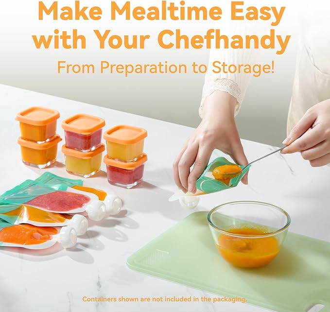 Chefhandy Baby Food Maker, Steamer & Blender with Stainless Steel Basket, Puree Maker with Auto/Manual Blend, Bottle Warmer & Sterili-zer, Safe & Easy-to-Clean Compact Baby Food Processor (Yellow)