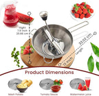 Food Mill with 3 Grinding Milling Discs,Bowl & Milling Handle Safe Stainless Steel meal grinder Perfect food mill for tomato, Potato Masher, Vegetable Chopper, Baby Food Processor (Silver)