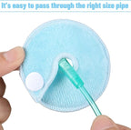 Tondiamo 28 Packs Soft g Tube Pads Holder Abdominal Feeding g Tube Button Cotton Pads Covers for Nursing Care(Light Blue)