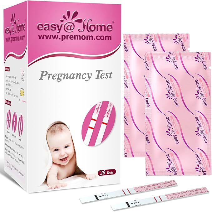 Easy@Home Pregnancy Test Strips Kit, 20 Pack Early Detection hCG Tests - Bulk Pregnancy Strips - Powered by Premom APP