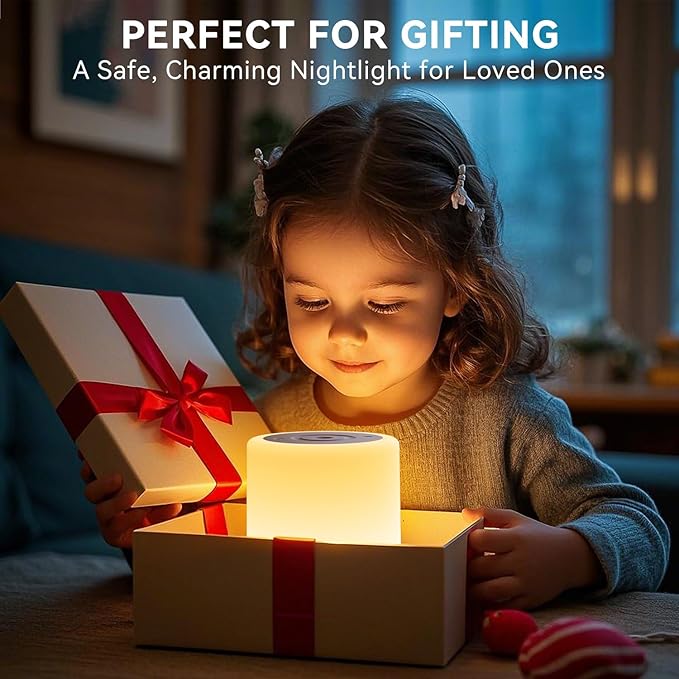 Night Light for Kids Baby, Dimmable Touch Lamp for Nursery, 11 RGB Colors 5 Brightness, Portable Rechargeable Bedside Table Lamp for Nightstand, Kids Night Light for Bedroom Living Room