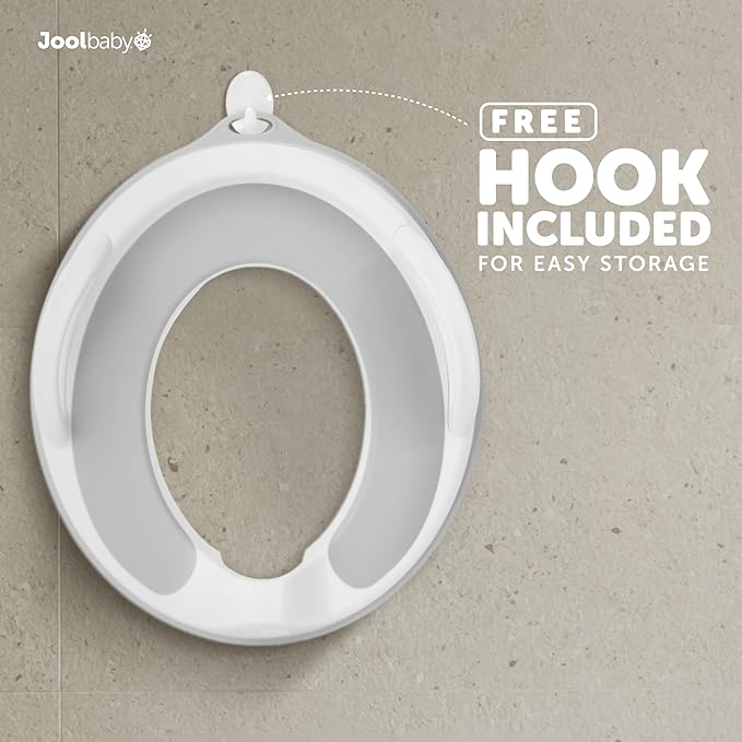 Jool Baby Potty Training Seat for Boys and Girls With Handles, Fits Round & Oval Toilets, Non-Slip with Splash Guard, Includes Free Storage Hook (Gray)