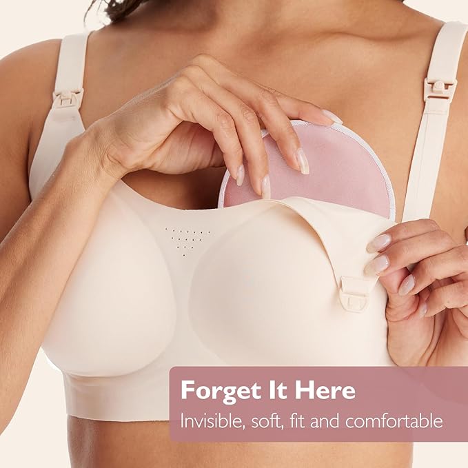 Momcozy Reusable Breast Pads 6 Count, Ultra Thin Washable Nursing Pads, Come with Dry & Wet Separation Bag + Wash Bag