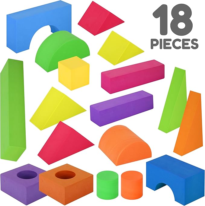 Large Building Foam Blocks for Toddlers – Giant Jumbo Big Building Blocks (18 Pieces)