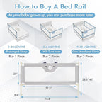 BABY JOY Bed Rail for Toddlers, 77’’ Extra Long, Height Adjustable & Folding Baby Bed Rail Guard w/Breathable Mesh & Double Safety Child Lock for Kids Twin Double Full Size Queen King Mattress (Gray)