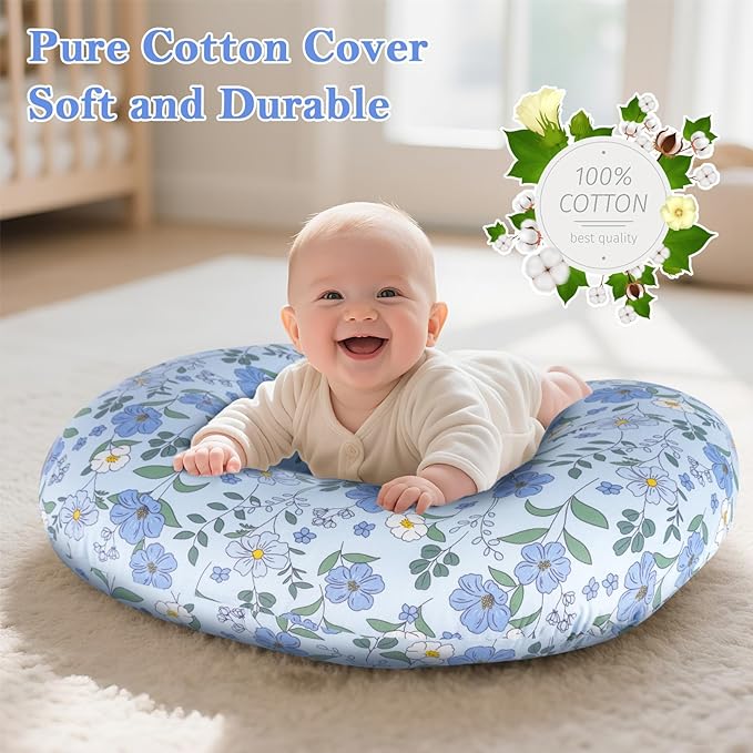 Nursing Pillow, Breastfeeding Pillow with Removable Cotton Cover, Baby Feeding Pillow for Mom Easier Breast Feeding and Bottle Feeding, Breastfeeding Support Cushion for Newborn (Flower)